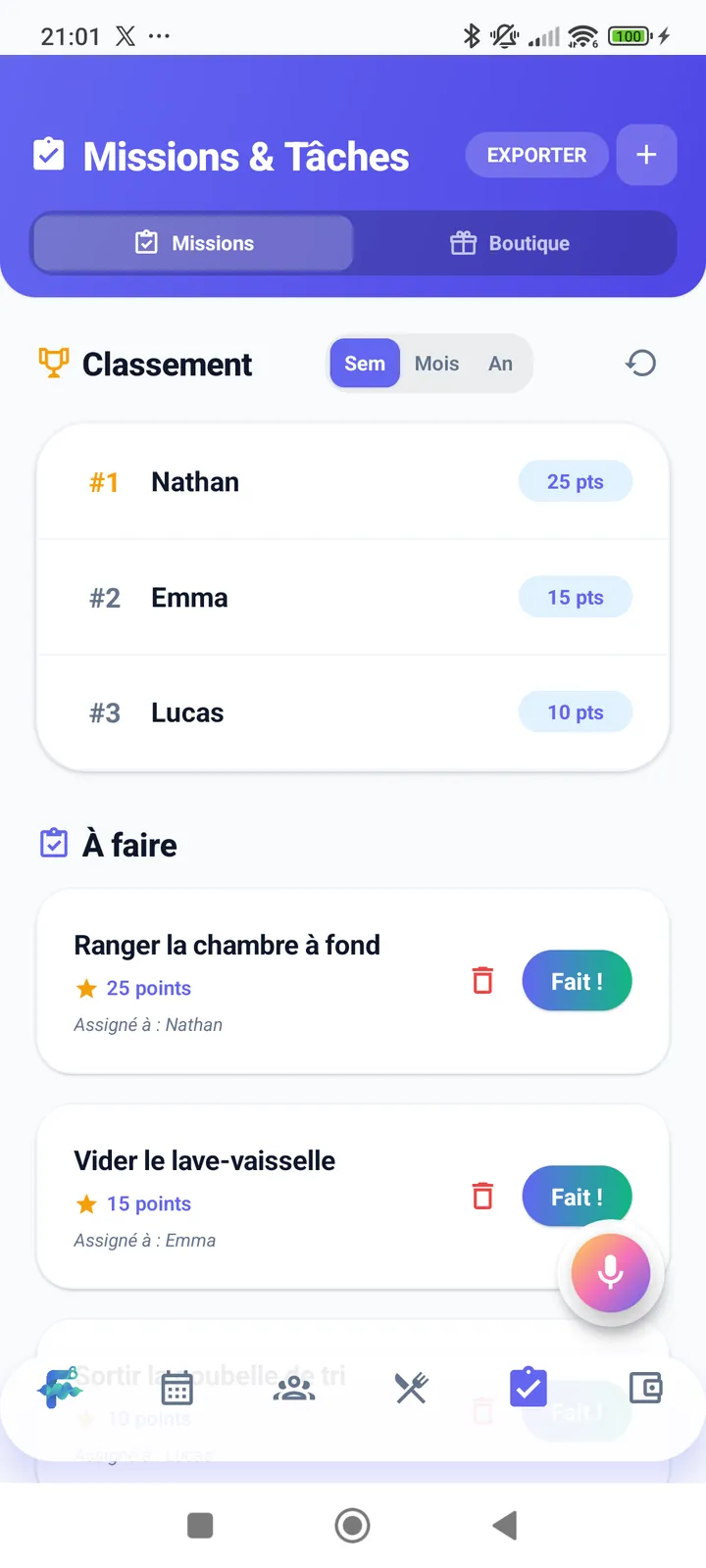 FamVoice - Missions, Corvées & Boutique Cadeaux