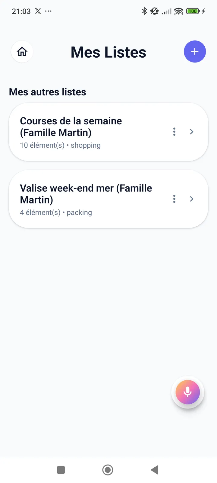 FamVoice - Listes de Courses Intelligentes par Rayon